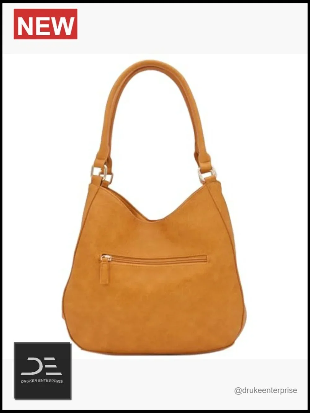 Faux Leather Medium Hobo Bag with 3 Compartments
